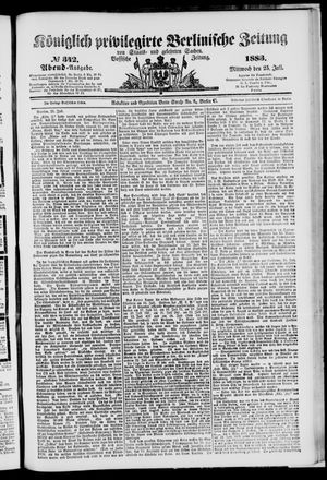 Königlich privilegirte Berlinische Zeitung von Staats- und gelehrten Sachen on Jul 25, 1883