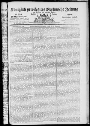 Königlich privilegirte Berlinische Zeitung von Staats- und gelehrten Sachen vom 26.07.1883
