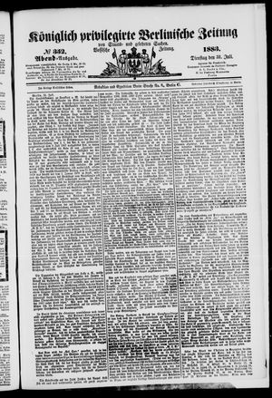 Königlich privilegirte Berlinische Zeitung von Staats- und gelehrten Sachen on Jul 31, 1883