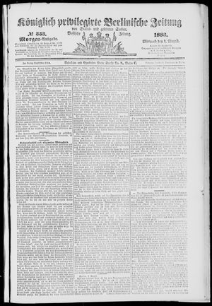 Königlich privilegirte Berlinische Zeitung von Staats- und gelehrten Sachen on Aug 1, 1883
