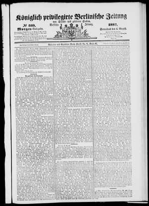 Königlich privilegirte Berlinische Zeitung von Staats- und gelehrten Sachen vom 04.08.1883