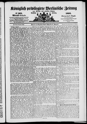 Königlich privilegirte Berlinische Zeitung von Staats- und gelehrten Sachen vom 06.08.1883