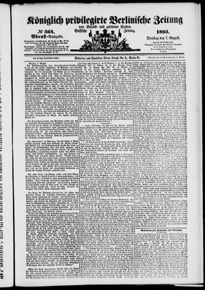 Königlich privilegirte Berlinische Zeitung von Staats- und gelehrten Sachen vom 07.08.1883