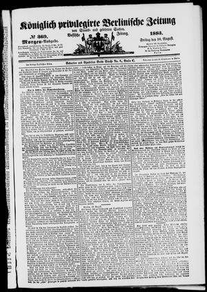 Königlich privilegirte Berlinische Zeitung von Staats- und gelehrten Sachen vom 10.08.1883