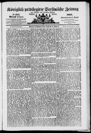 Königlich privilegirte Berlinische Zeitung von Staats- und gelehrten Sachen vom 11.08.1883