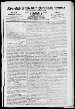 Königlich privilegirte Berlinische Zeitung von Staats- und gelehrten Sachen vom 12.08.1883