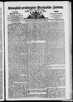 Königlich privilegirte Berlinische Zeitung von Staats- und gelehrten Sachen vom 13.08.1883
