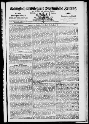 Königlich privilegirte Berlinische Zeitung von Staats- und gelehrten Sachen vom 14.08.1883