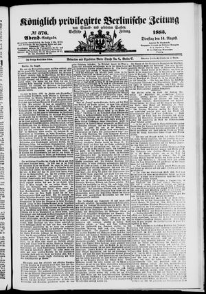 Königlich privilegirte Berlinische Zeitung von Staats- und gelehrten Sachen vom 14.08.1883