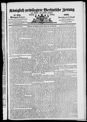 Königlich privilegirte Berlinische Zeitung von Staats- und gelehrten Sachen vom 16.08.1883