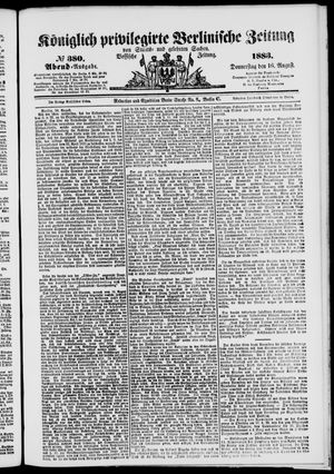 Königlich privilegirte Berlinische Zeitung von Staats- und gelehrten Sachen vom 16.08.1883