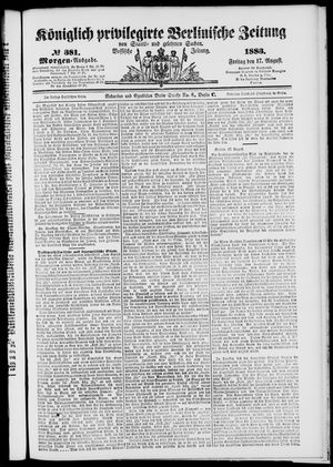 Königlich privilegirte Berlinische Zeitung von Staats- und gelehrten Sachen vom 17.08.1883