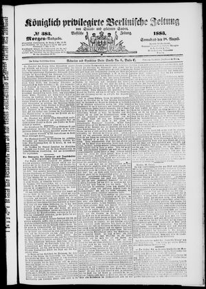 Königlich privilegirte Berlinische Zeitung von Staats- und gelehrten Sachen vom 18.08.1883