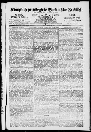 Königlich privilegirte Berlinische Zeitung von Staats- und gelehrten Sachen vom 19.08.1883