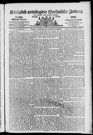 Königlich privilegirte Berlinische Zeitung von Staats- und gelehrten Sachen vom 20.08.1883