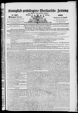 Königlich privilegirte Berlinische Zeitung von Staats- und gelehrten Sachen vom 21.08.1883