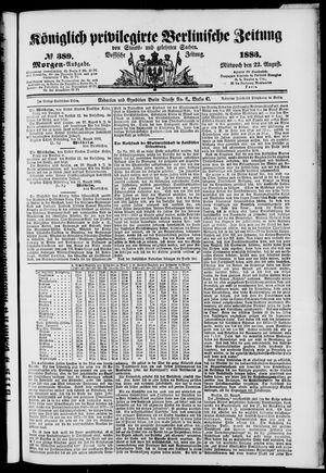 Königlich privilegirte Berlinische Zeitung von Staats- und gelehrten Sachen vom 22.08.1883