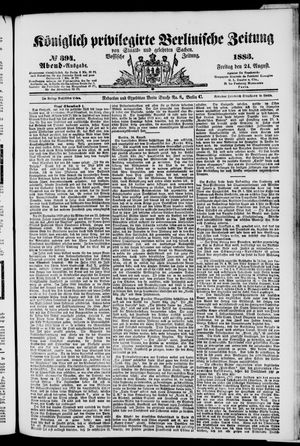Königlich privilegirte Berlinische Zeitung von Staats- und gelehrten Sachen vom 24.08.1883