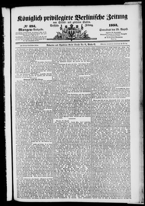 Königlich privilegirte Berlinische Zeitung von Staats- und gelehrten Sachen vom 25.08.1883