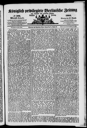 Königlich privilegirte Berlinische Zeitung von Staats- und gelehrten Sachen vom 27.08.1883