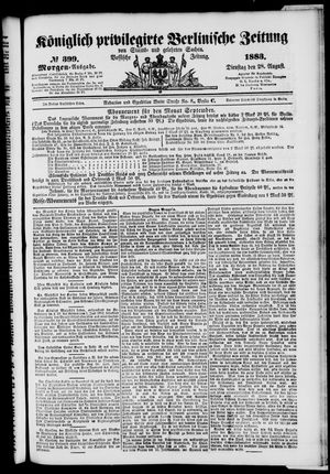 Königlich privilegirte Berlinische Zeitung von Staats- und gelehrten Sachen vom 28.08.1883