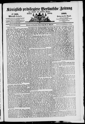Königlich privilegirte Berlinische Zeitung von Staats- und gelehrten Sachen vom 31.08.1883