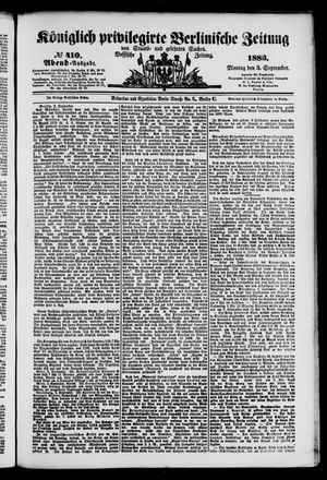 Königlich privilegirte Berlinische Zeitung von Staats- und gelehrten Sachen vom 03.09.1883