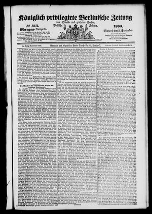 Königlich privilegirte Berlinische Zeitung von Staats- und gelehrten Sachen vom 05.09.1883