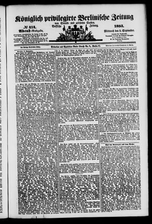 Königlich privilegirte Berlinische Zeitung von Staats- und gelehrten Sachen vom 05.09.1883