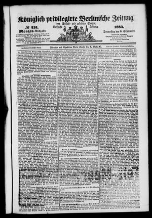 Königlich privilegirte Berlinische Zeitung von Staats- und gelehrten Sachen vom 06.09.1883