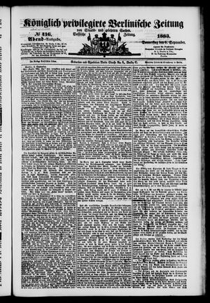 Königlich privilegirte Berlinische Zeitung von Staats- und gelehrten Sachen vom 06.09.1883