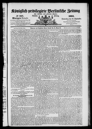 Königlich privilegirte Berlinische Zeitung von Staats- und gelehrten Sachen vom 13.09.1883