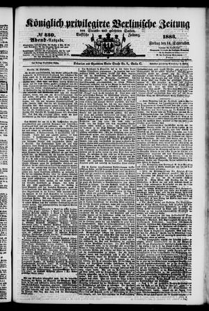 Königlich privilegirte Berlinische Zeitung von Staats- und gelehrten Sachen vom 14.09.1883