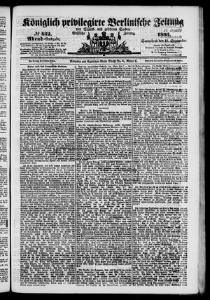 Königlich privilegirte Berlinische Zeitung von Staats- und gelehrten Sachen vom 15.09.1883