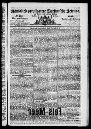 Königlich privilegirte Berlinische Zeitung von Staats- und gelehrten Sachen vom 18.09.1883