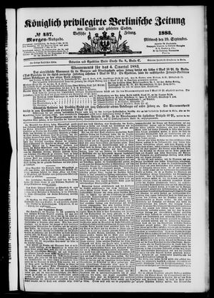Königlich privilegirte Berlinische Zeitung von Staats- und gelehrten Sachen vom 19.09.1883