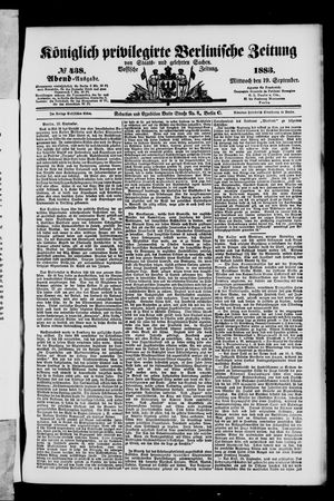 Königlich privilegirte Berlinische Zeitung von Staats- und gelehrten Sachen vom 19.09.1883