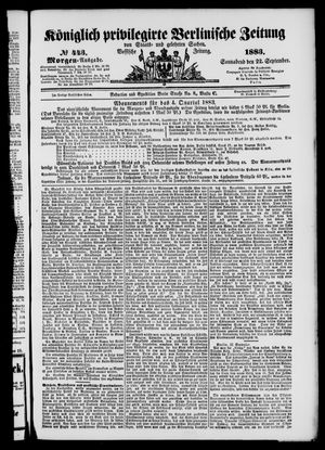 Königlich privilegirte Berlinische Zeitung von Staats- und gelehrten Sachen vom 22.09.1883