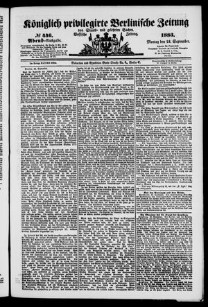Königlich privilegirte Berlinische Zeitung von Staats- und gelehrten Sachen vom 24.09.1883
