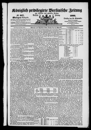 Königlich privilegirte Berlinische Zeitung von Staats- und gelehrten Sachen vom 25.09.1883
