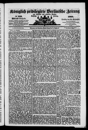 Königlich privilegirte Berlinische Zeitung von Staats- und gelehrten Sachen vom 25.09.1883
