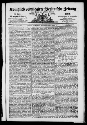 Königlich privilegirte Berlinische Zeitung von Staats- und gelehrten Sachen vom 27.09.1883