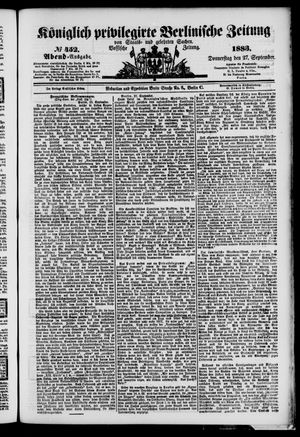 Königlich privilegirte Berlinische Zeitung von Staats- und gelehrten Sachen vom 27.09.1883