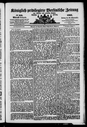 Königlich privilegirte Berlinische Zeitung von Staats- und gelehrten Sachen vom 28.09.1883