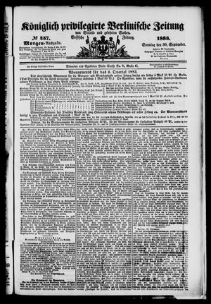 Königlich privilegirte Berlinische Zeitung von Staats- und gelehrten Sachen vom 30.09.1883
