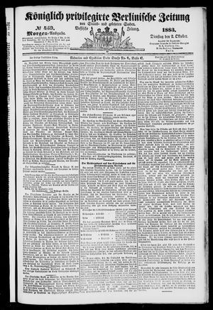 Königlich privilegirte Berlinische Zeitung von Staats- und gelehrten Sachen vom 02.10.1883