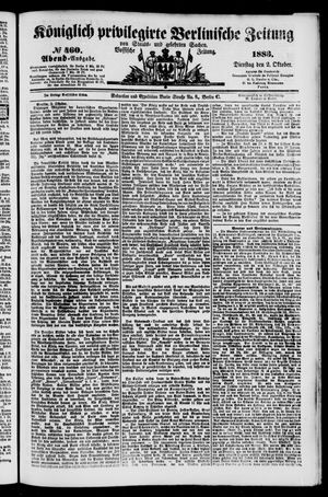 Königlich privilegirte Berlinische Zeitung von Staats- und gelehrten Sachen vom 02.10.1883