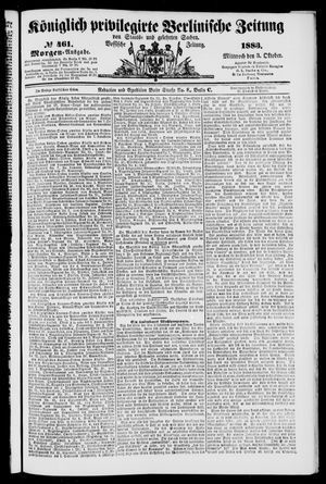 Königlich privilegirte Berlinische Zeitung von Staats- und gelehrten Sachen vom 03.10.1883