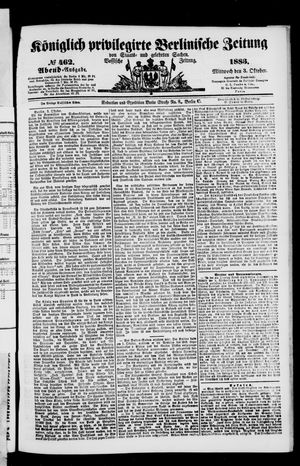 Königlich privilegirte Berlinische Zeitung von Staats- und gelehrten Sachen vom 03.10.1883