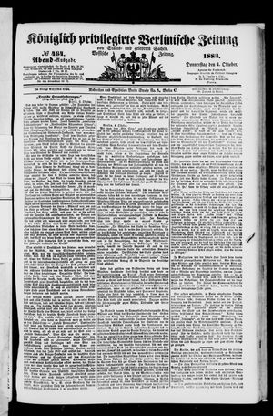 Königlich privilegirte Berlinische Zeitung von Staats- und gelehrten Sachen vom 04.10.1883